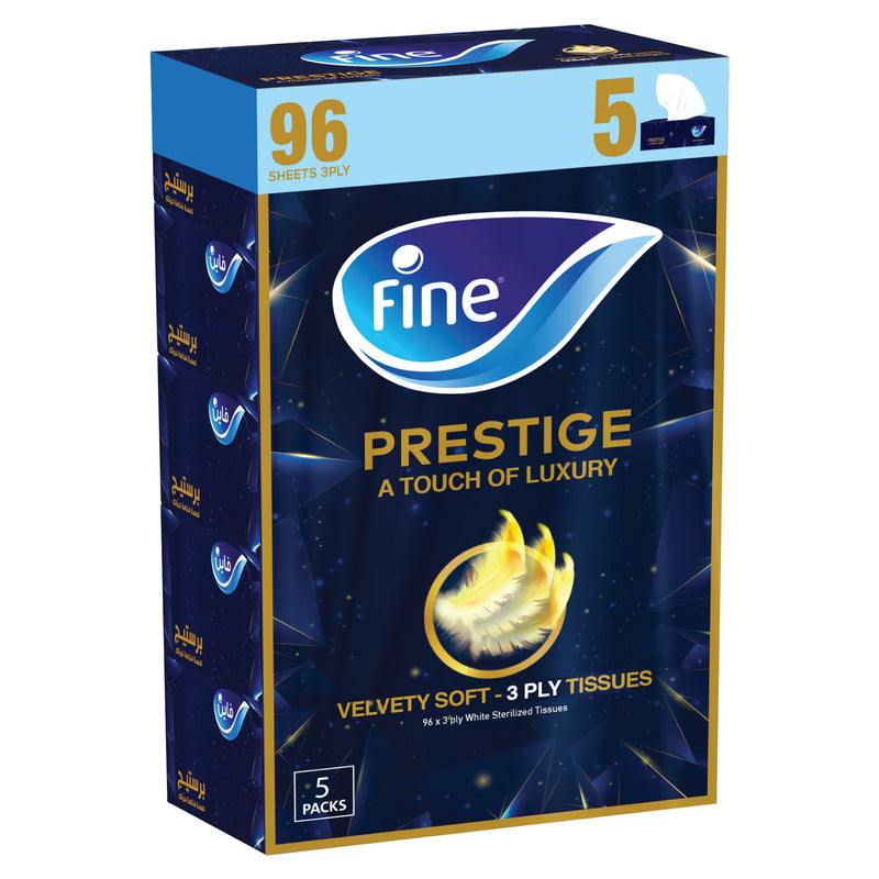 Fine Prestige Facial Tissue 96 sheets x 3 Ply, Pack of 5