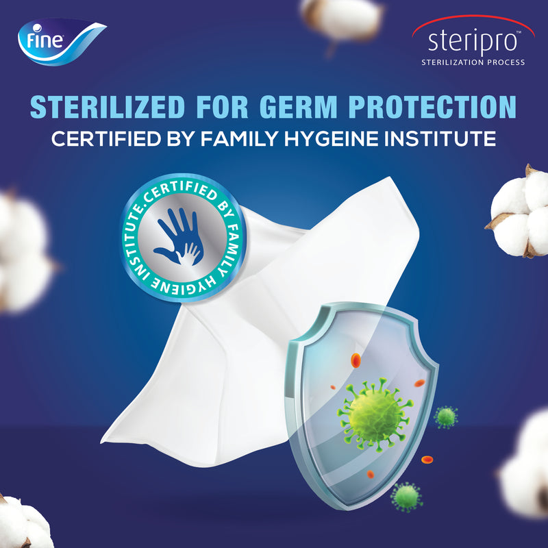 Fine Classic Facial Tissue, Sterilized Tissue Box, 5 Boxes, 2 Ply × 200 Sheets, Cotton Feel Tissue Suitable for All Skin Types and All Settings, Fine Tissue Sterilized by Steripro For Germ Protection