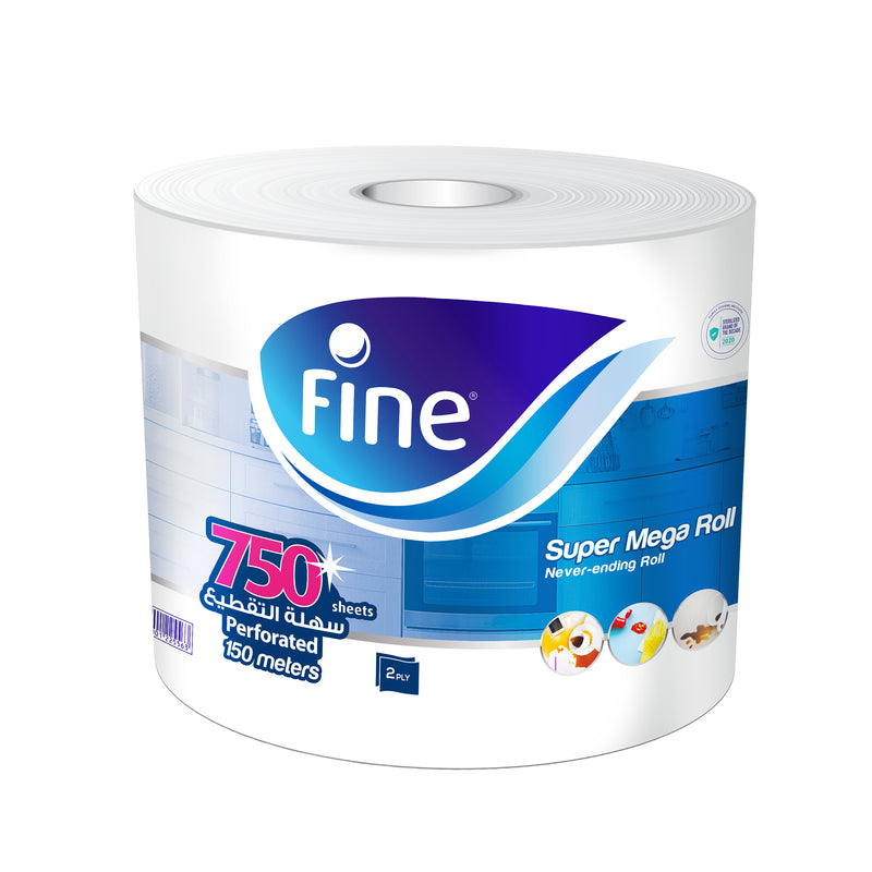 Fine Hand Towel Kitchen Tissue Roll, 150 meters x 2 Ply, Pack of 1