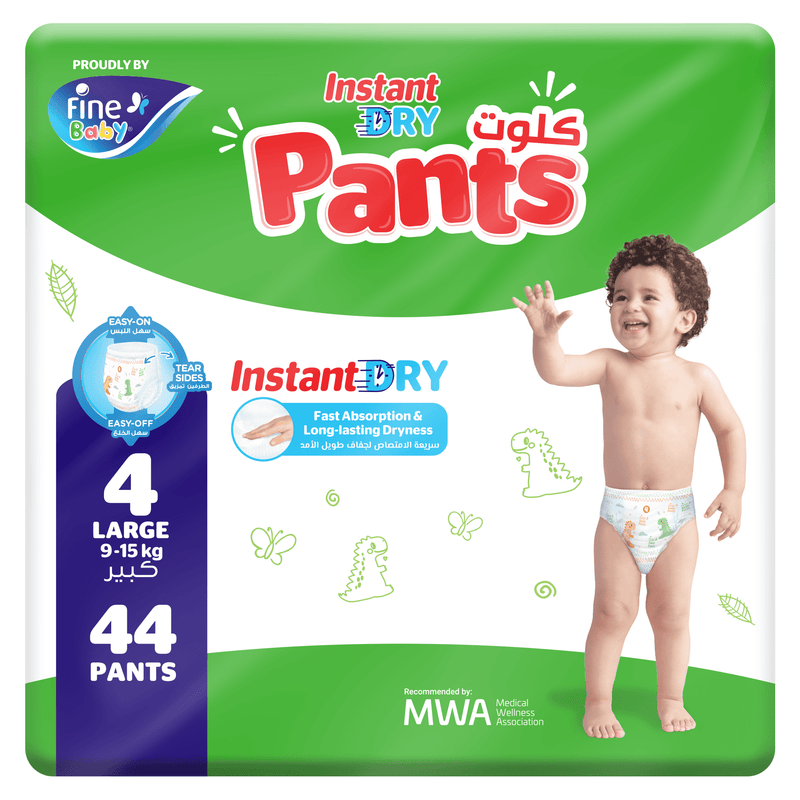 Fine Baby Instant Dry Pants Size 4 Large 9-15kg 44 Diapers