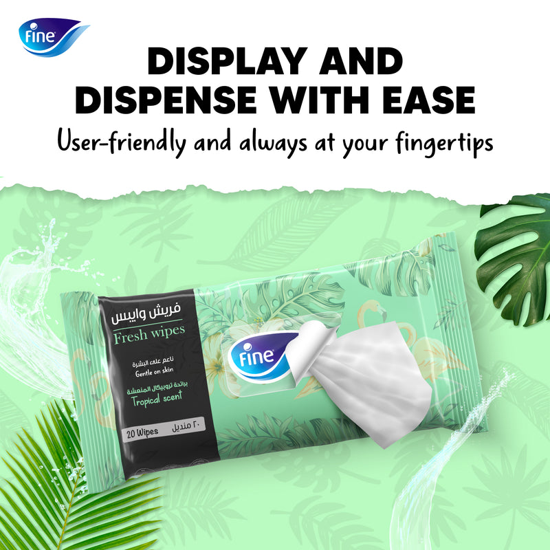 Fine, Fresh Wipes Tropical Scent, 20 sheets Wipes