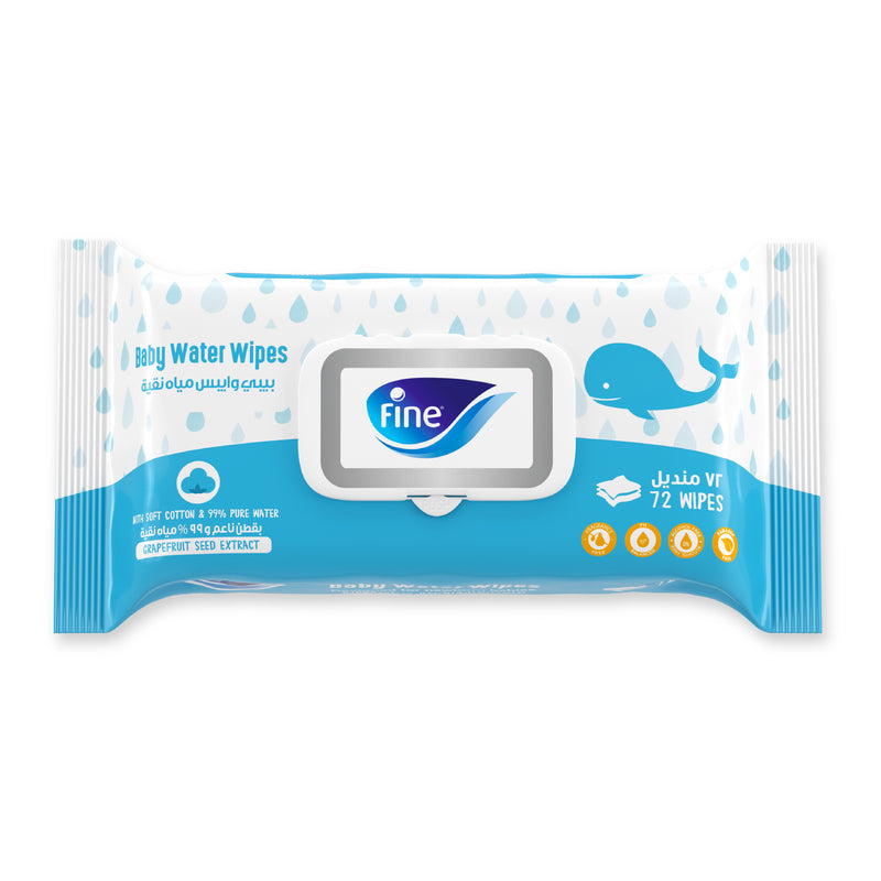 Fine, Baby Water Wipes Grapeseed Extract, 72 Sheets