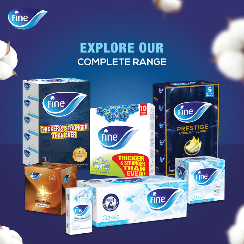 Fine Fluffy Facial Tissue, Sterilized Tissue Slim Pack, 2 Ply × 60 Sheets, Cotton Feel Tissue Suitable for All Skin Types and on the Go Settings, Fine Tissue Sterilized by Steripro For Germ Protection
