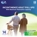 Fine Care Incontinence Unisex Adult Diaper Pull Ups Pants, Large, waist size 100 - 140 cm, 14 diapers