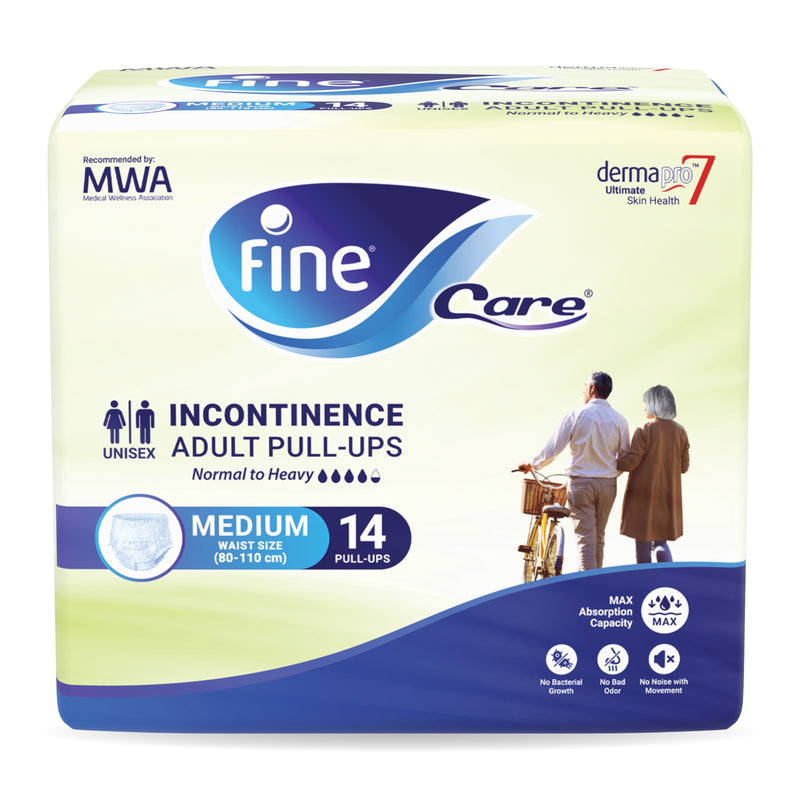 Fine Care Incontinence Unisex Adult Diaper Pull Ups Pants, Medium, waist size 80 - 110 cm, 14 diapers