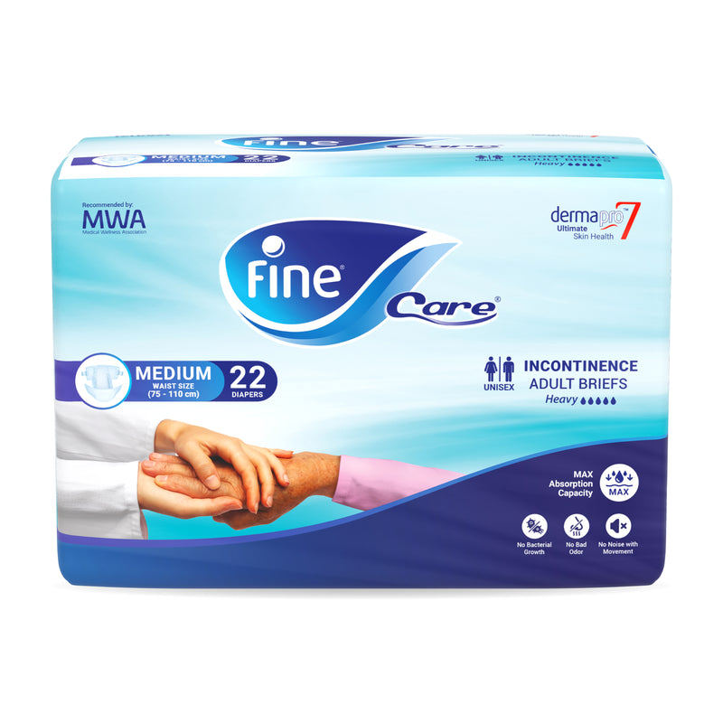 Fine Care Incontinence Unisex Adult Diaper Brief, Medium, waist size 75 - 110cm, 22 diapers