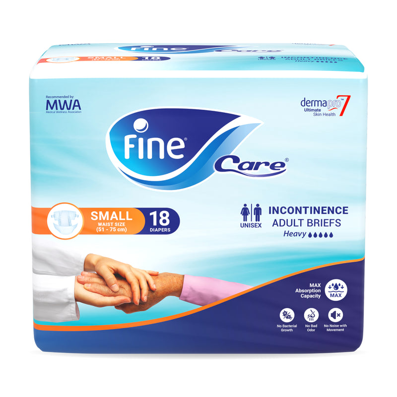 Fine Care Incontinence Unisex Briefs, Waist (51 - 75 cm), Small, pack of 18