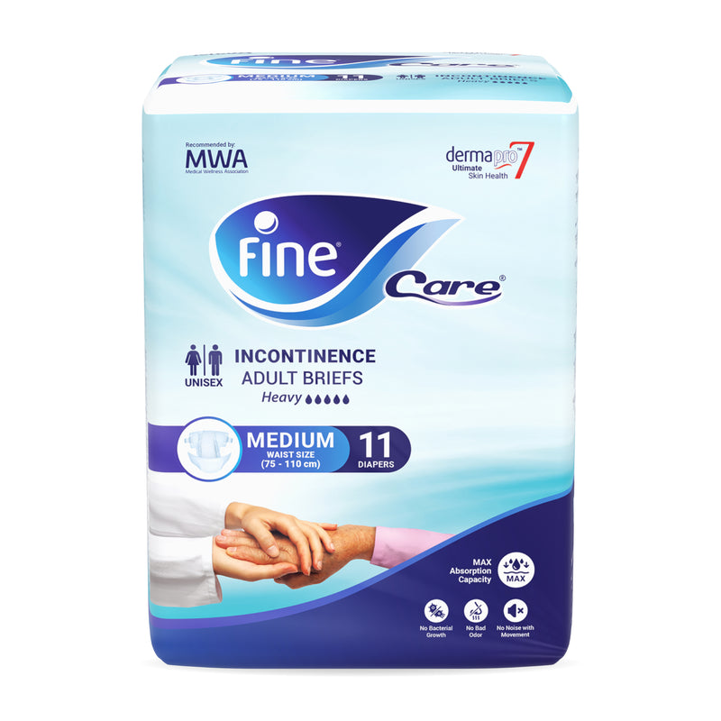Fine Care Incontinence Unisex Adult Diaper Brief, Medium, waist size 75 - 110cm, 11 diapers