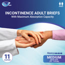 Fine Care Incontinence Unisex Adult Diaper Brief, Medium, waist size 75 - 110cm, 11 diapers