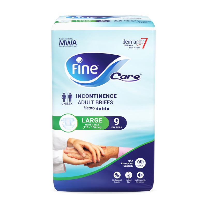 Fine Care Incontinence Unisex Adult Diaper Brief, Large, waist size 100 - 140cm, 9 diapers