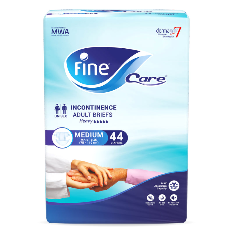 Fine Care Incontinence Unisex Adult Diaper Brief, Medium, waist size 75 - 110cm, 44 diapers