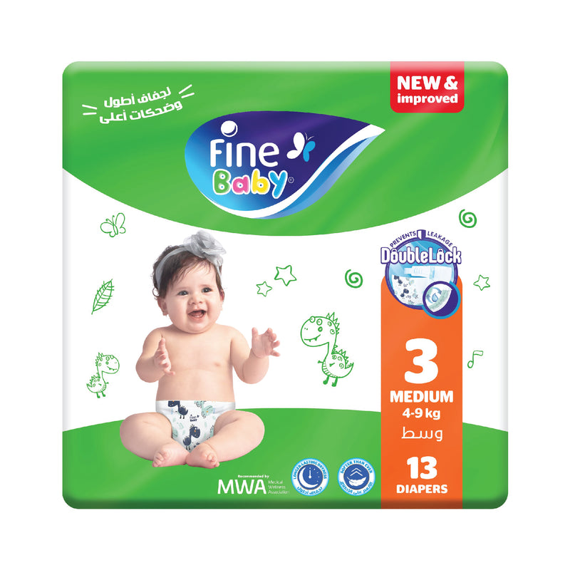 Fine Baby Diapers, Size 3, Medium, 6-9 kg, 13 Diaper