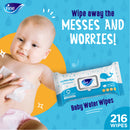 Fine, Baby Water Wipes Grapeseed Extract, Pack of 3 x 72 sheets