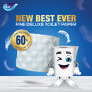 Fine Deluxe Toilet Tissue Paper, 4 Rolls 140 Sheets x 3 Ply