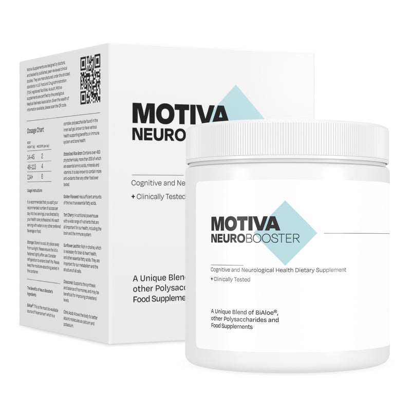 موتيفا نيورو بوستر® الصحي مع نخالة الأرز و BiAloe ،  يدعم صحة الدماغ والمناعة ، ويساعد الذاكرة والتركيز ، مسحوق طبيعي ونباتي ، 150 جرام