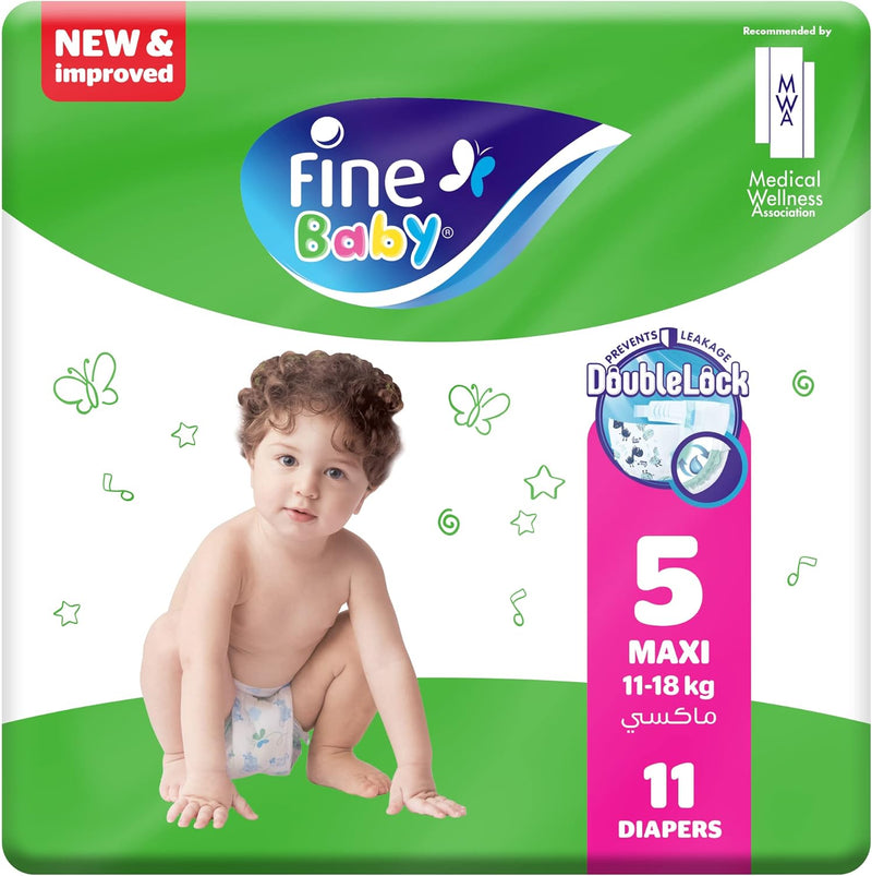 Fine Baby Diapers, Size 5, Maxi, 11-18 kg, 11 Diaper
