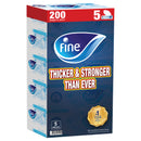 Fine Classic Facial Tissues, Pack of 5, 200sheets x 2 Ply