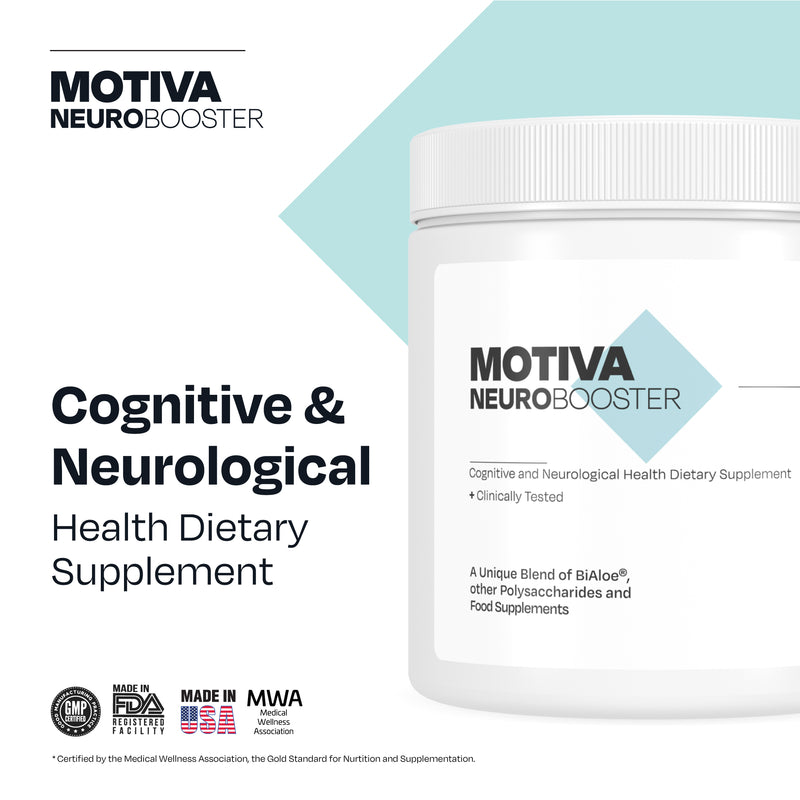Motiva Neuro Booster® Health Supplement With Rice Bran & BiAloe, Supports Brain Health & Immunity, Helps Memory & Focus, Natural & Vegan Powder Form, 150g - As featured on major media platforms & websites