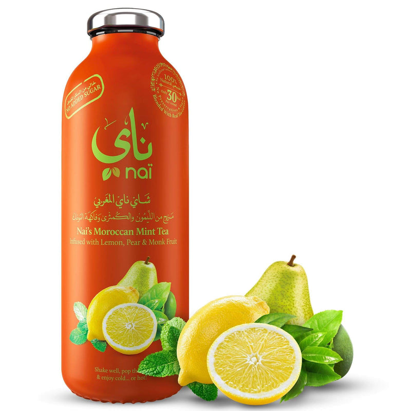 شاي ناي المغربي ( مزيج من الليمون والكمثرى وفاكهة المونك ) - 473 مل - خالي من السكر