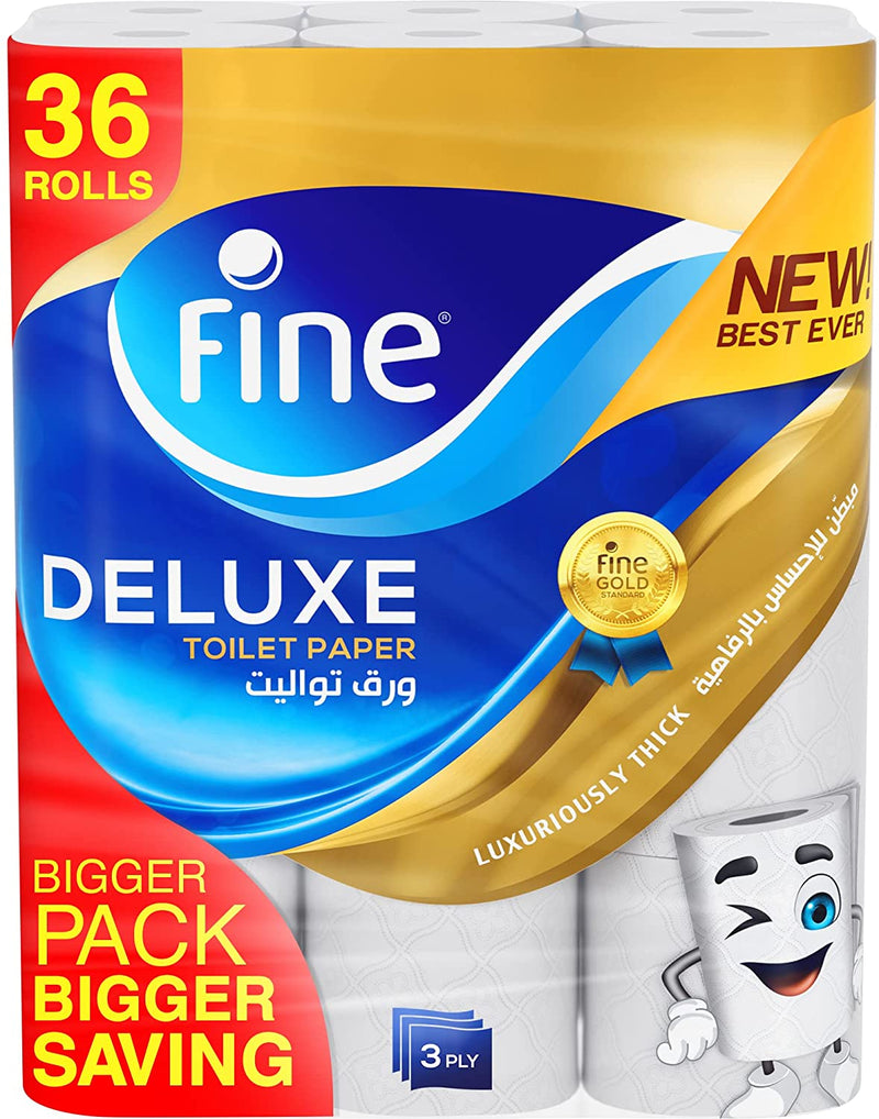 Toilet Paper Tissue Roll, 140 Sheets X 3 Ply, 36 Rolls. Fine® Deluxe Sterilized for Germ Protection
