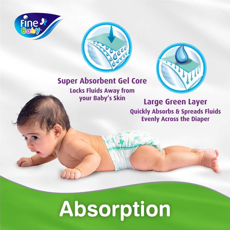 Fine Baby Diapers, DoubleLock Technology , Size 2, Small 3-6kg, Economy Pack. 40 diaper count
