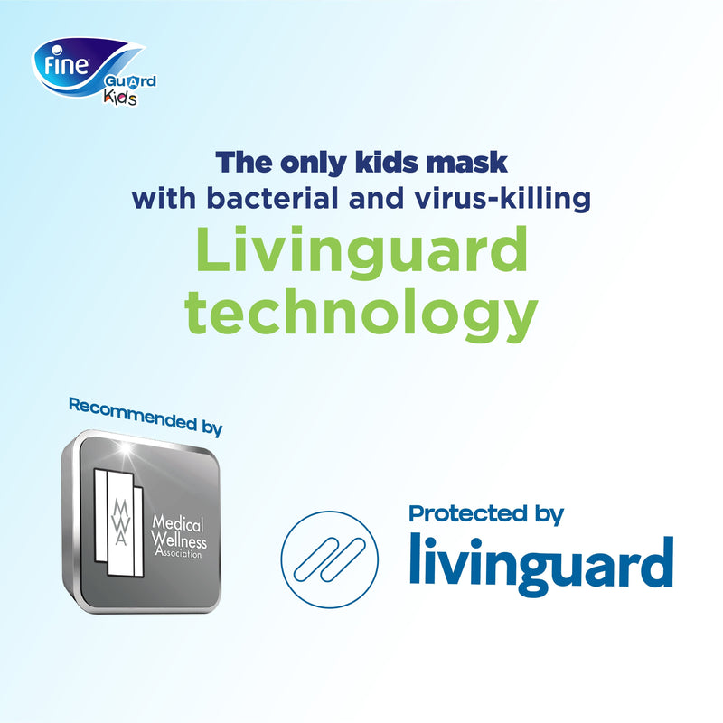 Fine Guard Reusable Kids Face Mask With Livinguard Technology, Limited Edition - Small (Blue/Green)