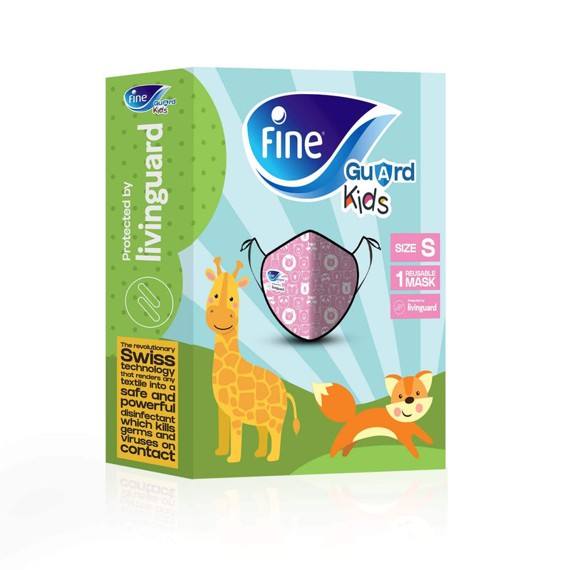 Fine Guard Reusable Kids Face Mask With Livinguard Technology, Limited Edition - Small (Orange/Pink)
